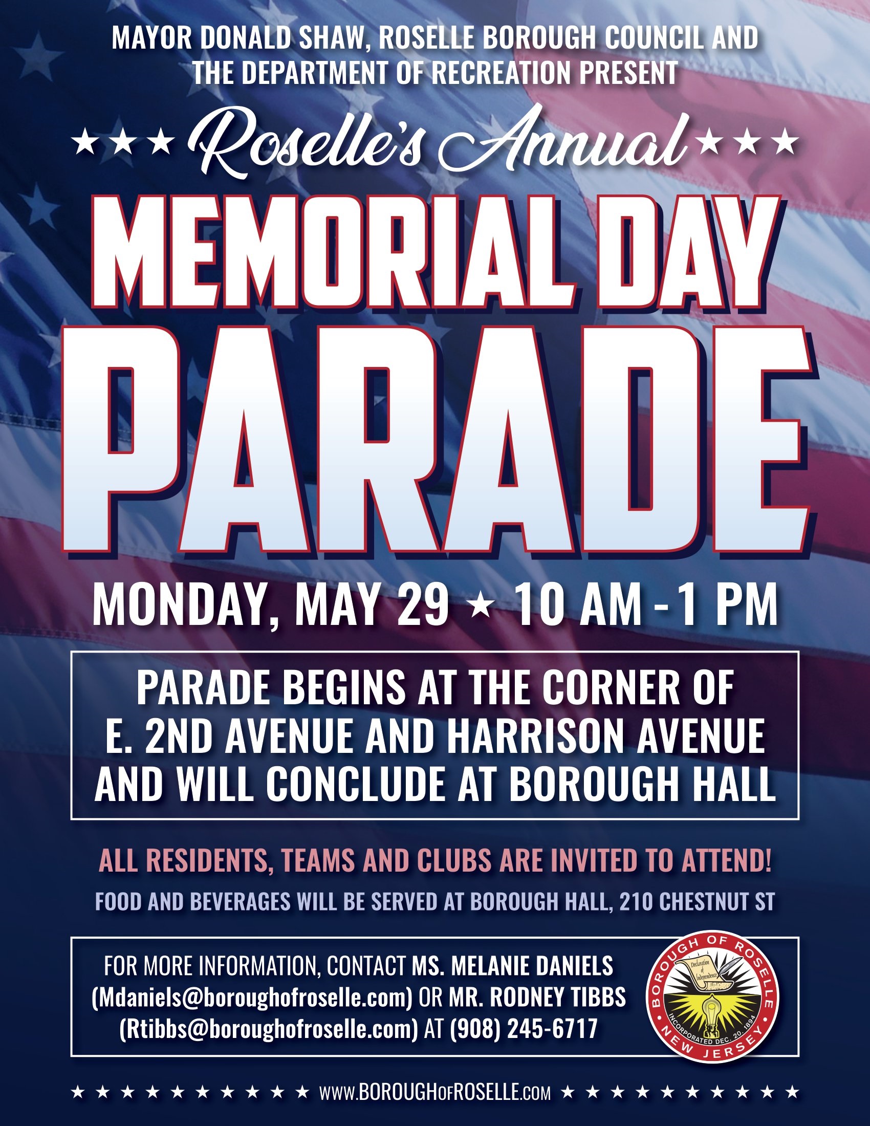 Roselle 2023 Memorial Day Parade flyer v4